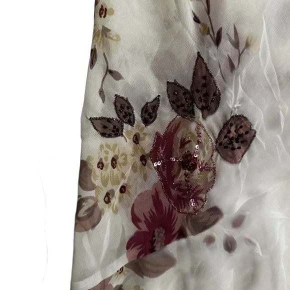 Vintage 90s Cowl Neck Dress Asymmetric Beaded Sequin Feminine Romantic - Picture 6 of 9